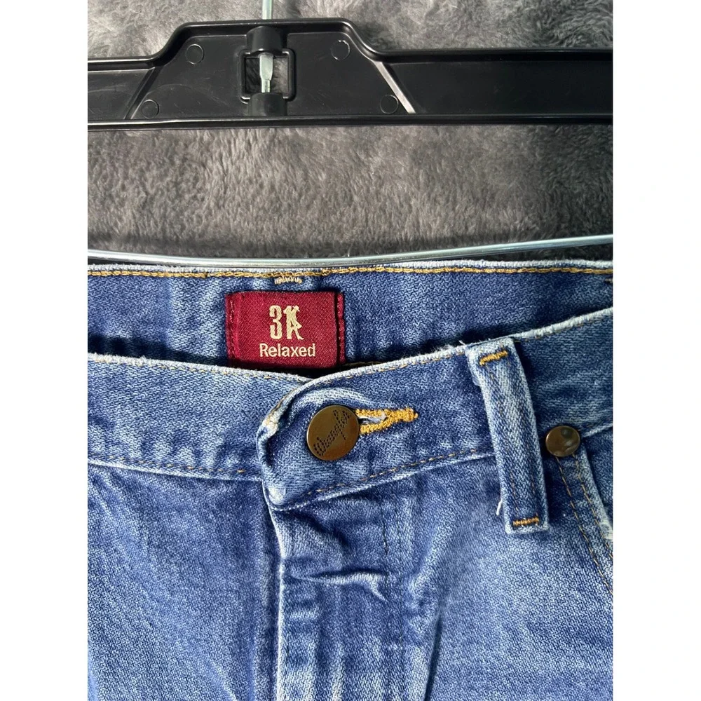 Wrangler 31x32 Relaxed Fit Jeans Medium Wash Distressed Denim Mens